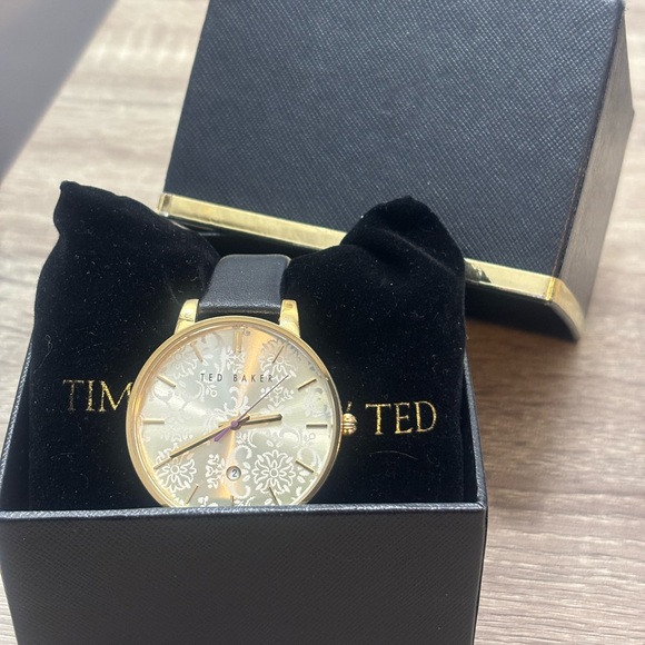 Ted Baker Black and Gold Floral Watch - Picture 3 of 10